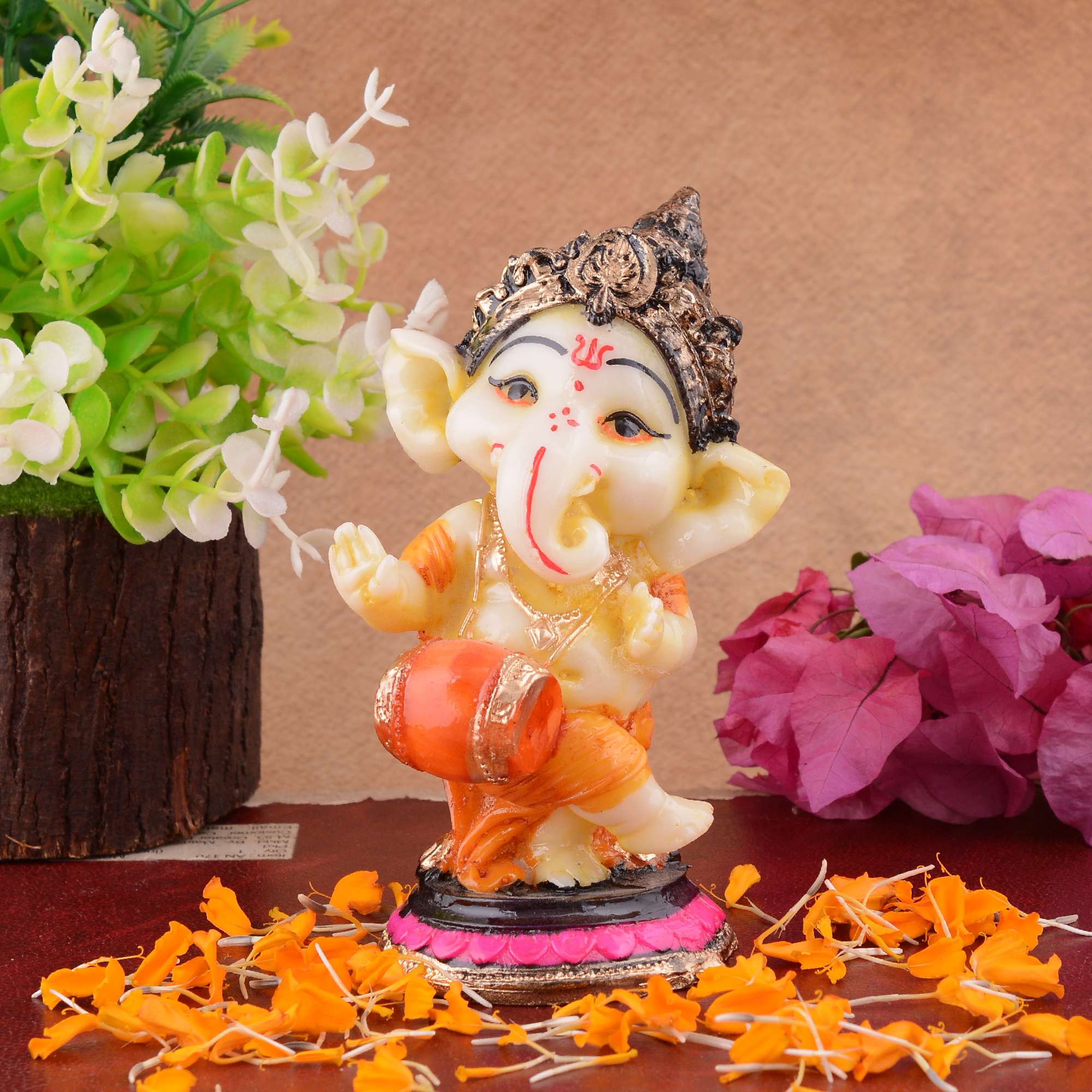 Ganesha Statue Idol Shriganesh Bhagwan Murti / Home, Office Decor / Car Dashboard / Side Table Brass Ganpati / Lord Vinayaka Statue / God of Luck & Success Sculpture / Gift Items - Image 2